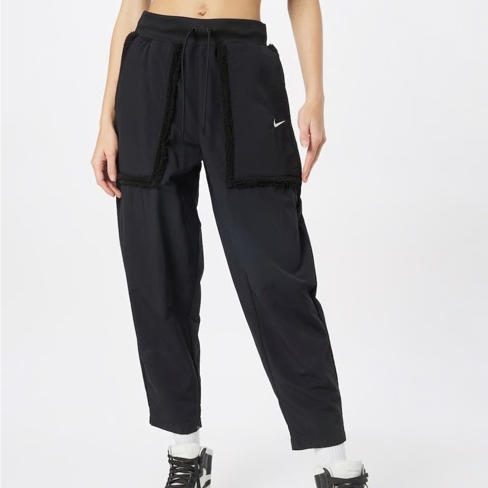 Nike Essentials Women's Black Loose Fit Fleece High Rise Size Large Joggers